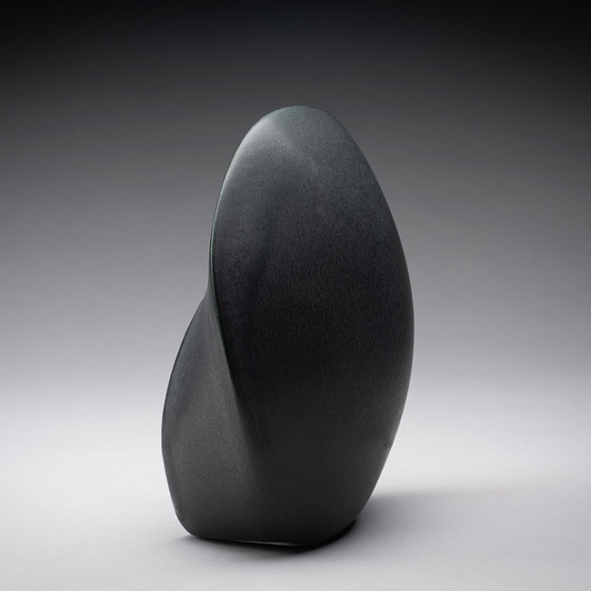 hand-made porcelain clay vessel with black matt glaze