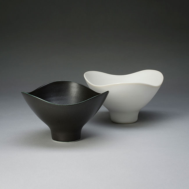 hand-thrown and altered porcelain clay bowls