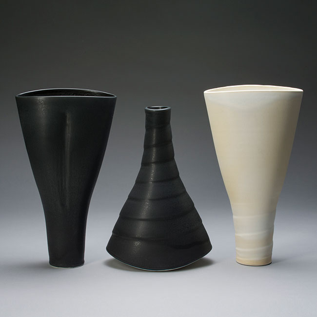 hand-thrown porcelain clay vessels